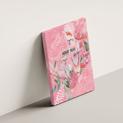 Personalised Galah Cockatoo Eucalyptus Flowers Canvas Wall Art Australian Breast Cancer Support Spirit