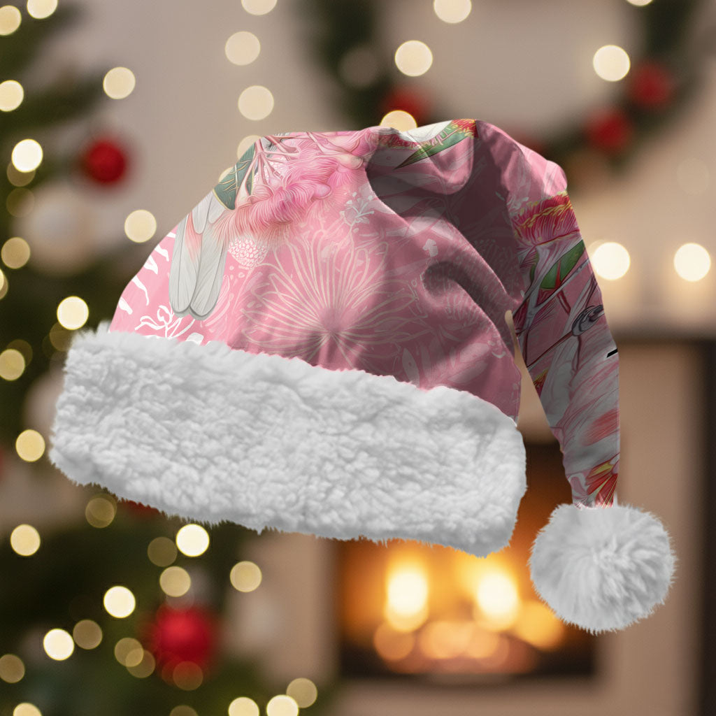 Personalised Galah Cockatoo Eucalyptus Flowers Christmas Santa Hat Australian Breast Cancer Support Spirit