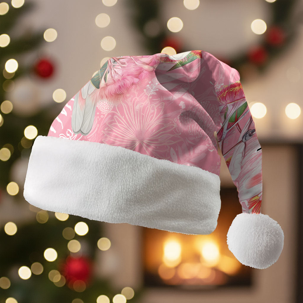 Personalised Galah Cockatoo Eucalyptus Flowers Christmas Santa Hat Australian Breast Cancer Support Spirit