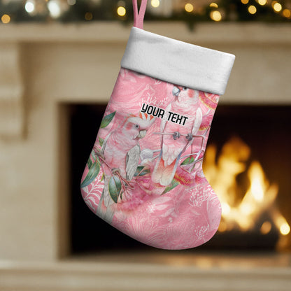 Personalised Galah Cockatoo Eucalyptus Flowers Christmas Stocking Australian Breast Cancer Support Spirit