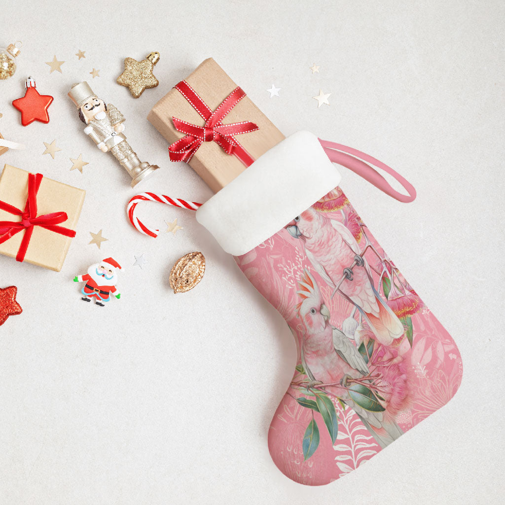 Personalised Galah Cockatoo Eucalyptus Flowers Christmas Stocking Australian Breast Cancer Support Spirit