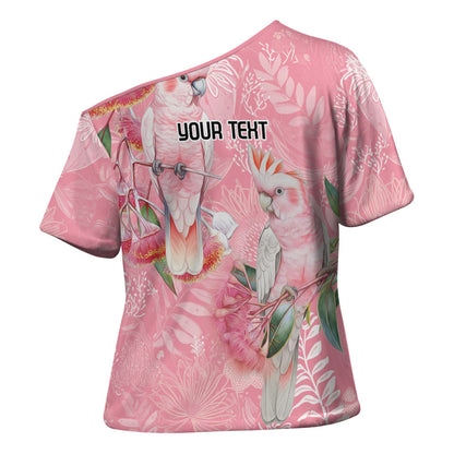 Personalised Galah Cockatoo Eucalyptus Flowers Cross Shoulder Shirt Australian Breast Cancer Support Spirit