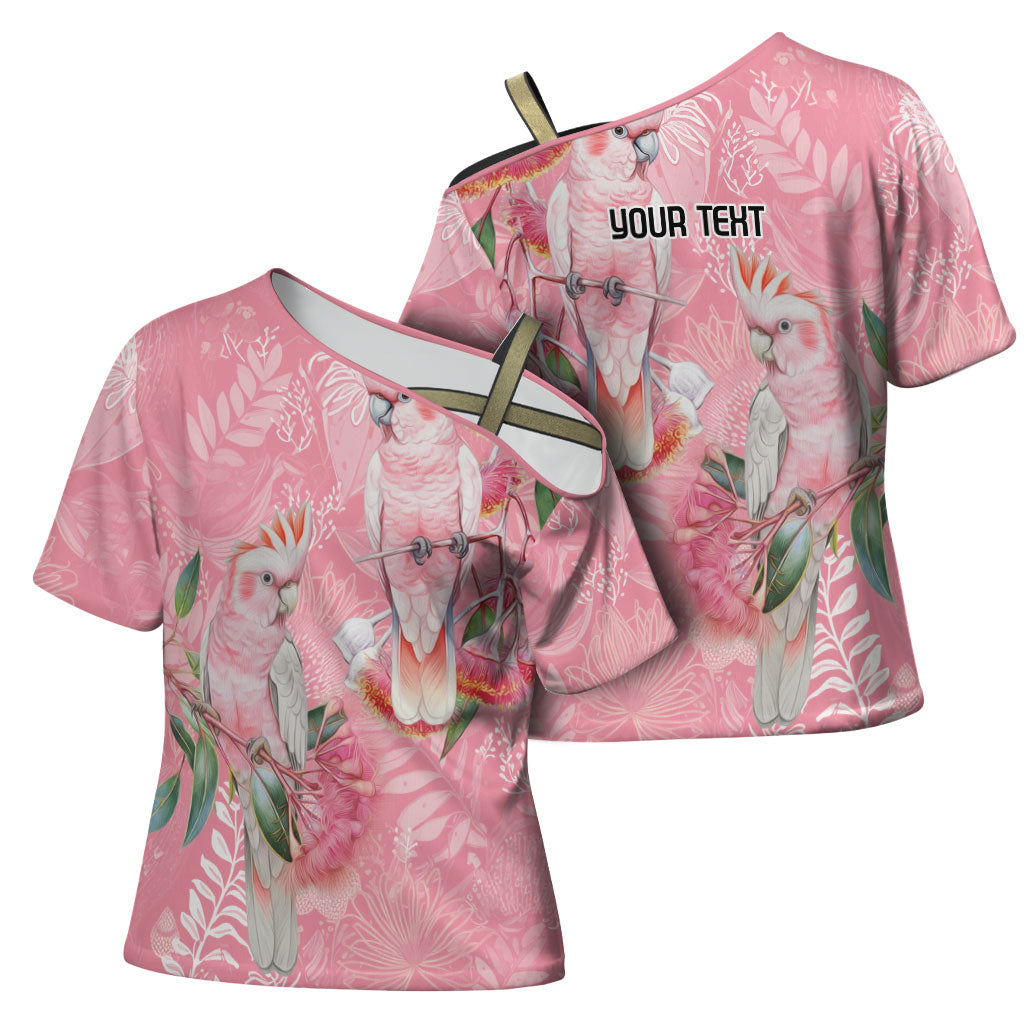 Personalised Galah Cockatoo Eucalyptus Flowers Cross Shoulder Shirt Australian Breast Cancer Support Spirit