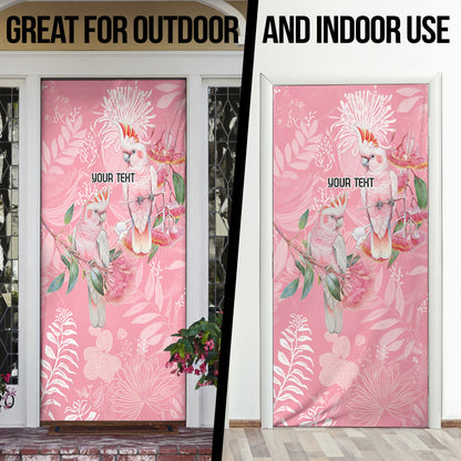 Personalised Galah Cockatoo Eucalyptus Flowers Door Cover Australian Breast Cancer Support Spirit