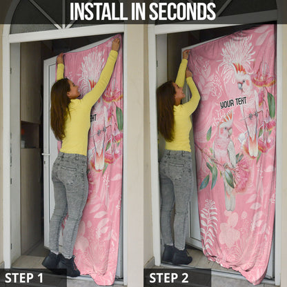 Personalised Galah Cockatoo Eucalyptus Flowers Door Cover Australian Breast Cancer Support Spirit