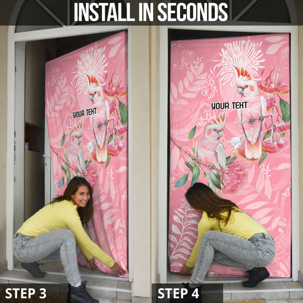 Personalised Galah Cockatoo Eucalyptus Flowers Door Cover Australian Breast Cancer Support Spirit
