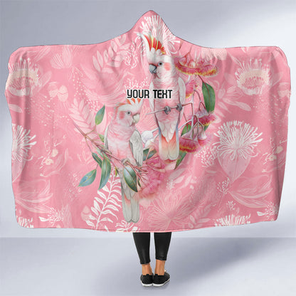 Personalised Galah Cockatoo Eucalyptus Flowers Hooded Blanket Australian Breast Cancer Support Spirit