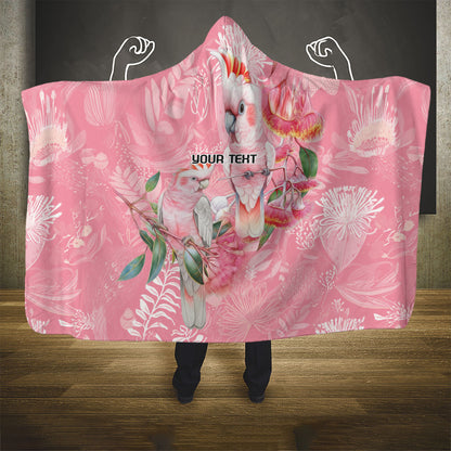 Personalised Galah Cockatoo Eucalyptus Flowers Hooded Blanket Australian Breast Cancer Support Spirit