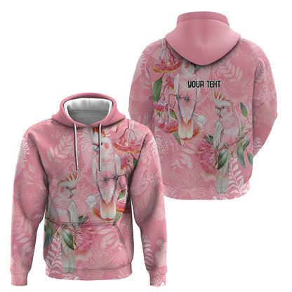 Personalised Galah Cockatoo Eucalyptus Flowers Hoodie Australian Breast Cancer Support Spirit