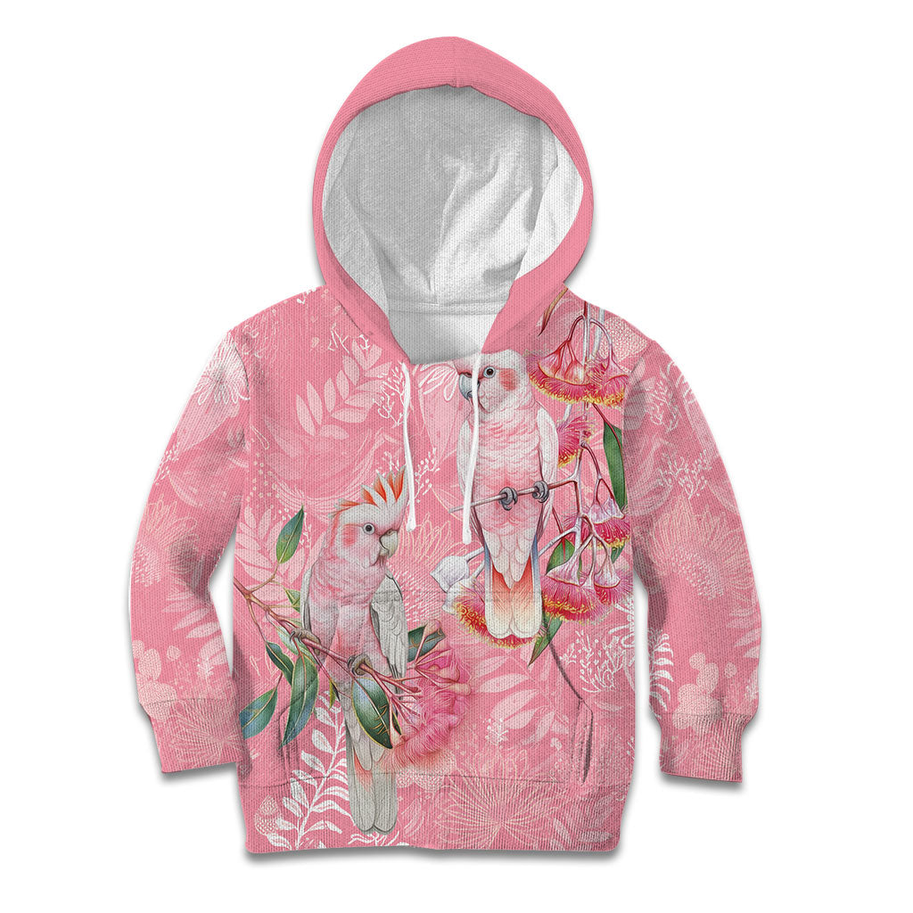 Personalised Galah Cockatoo Eucalyptus Flowers Kid Hoodie Australian Breast Cancer Support Spirit