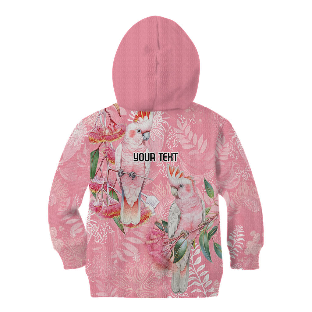 Personalised Galah Cockatoo Eucalyptus Flowers Kid Hoodie Australian Breast Cancer Support Spirit