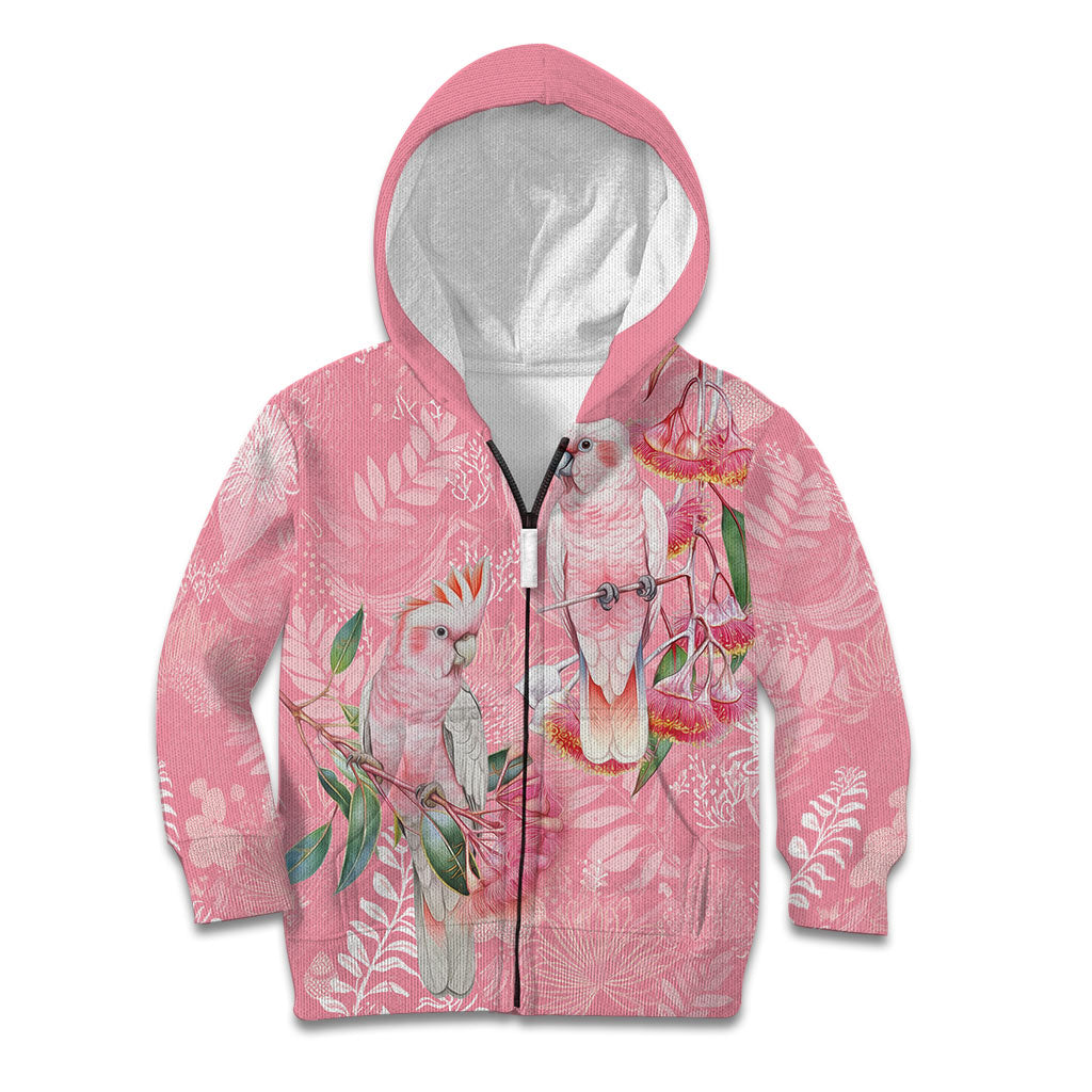 Personalised Galah Cockatoo Eucalyptus Flowers Kid Hoodie Australian Breast Cancer Support Spirit