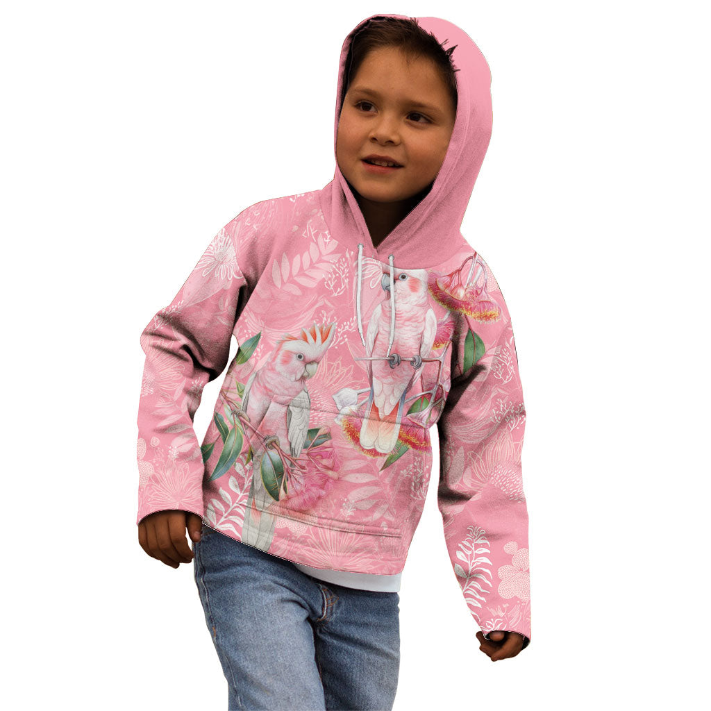 Personalised Galah Cockatoo Eucalyptus Flowers Kid Hoodie Australian Breast Cancer Support Spirit