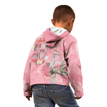 Personalised Galah Cockatoo Eucalyptus Flowers Kid Hoodie Australian Breast Cancer Support Spirit