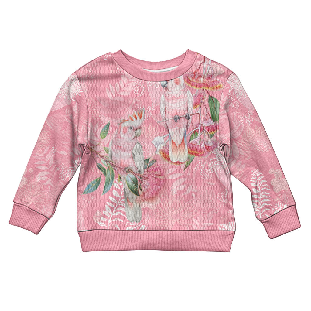 Personalised Galah Cockatoo Eucalyptus Flowers Kid Ugly Christmas Sweater Australian Breast Cancer Support Spirit