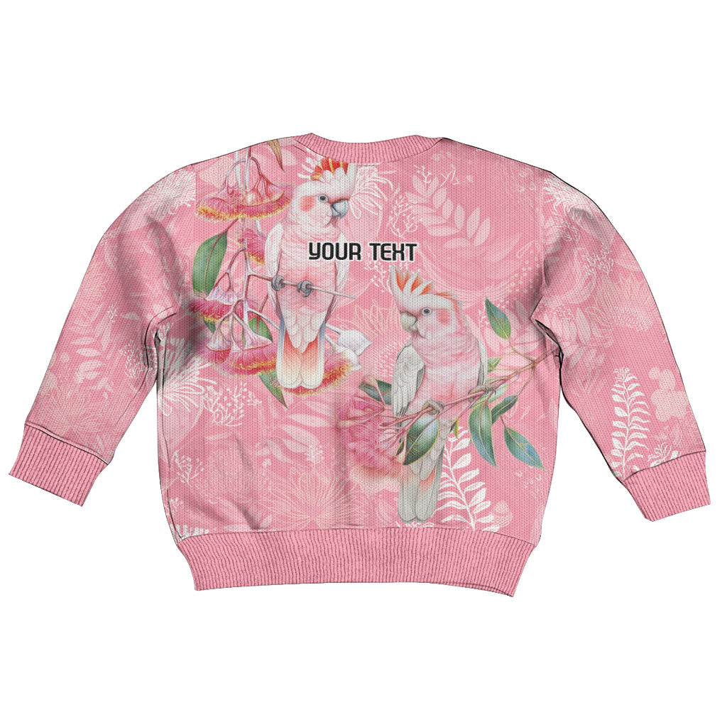 Personalised Galah Cockatoo Eucalyptus Flowers Kid Ugly Christmas Sweater Australian Breast Cancer Support Spirit