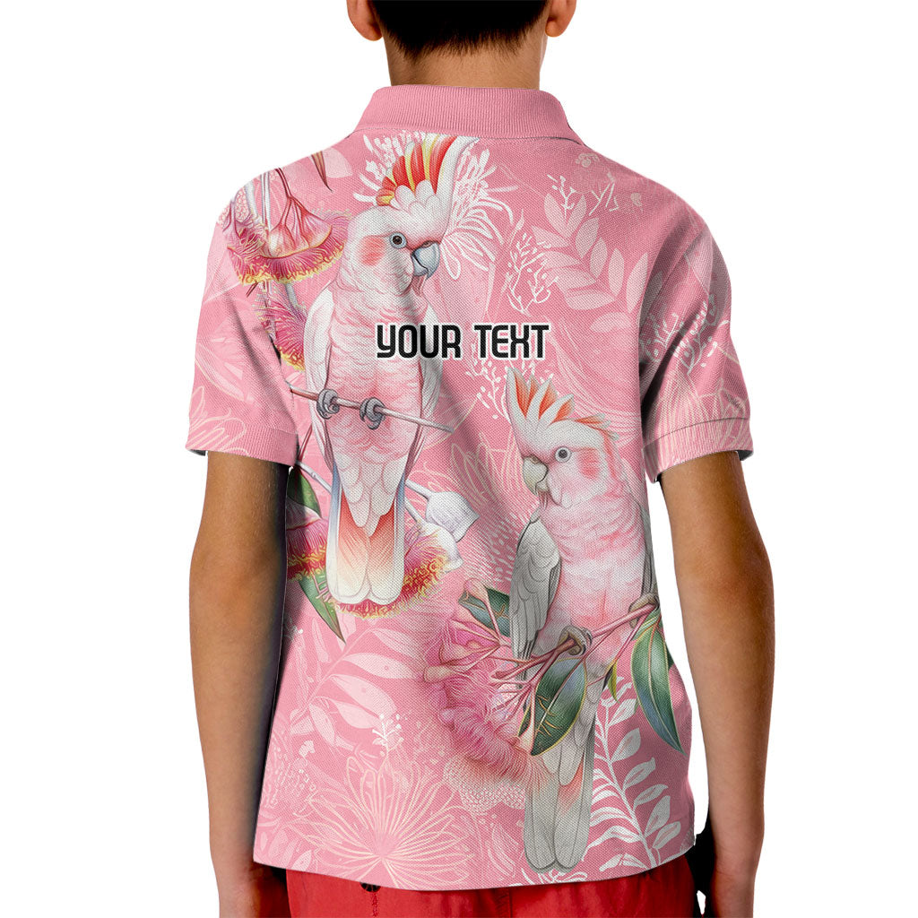 Personalised Galah Cockatoo Eucalyptus Flowers Kid Polo Shirt Australian Breast Cancer Support Spirit