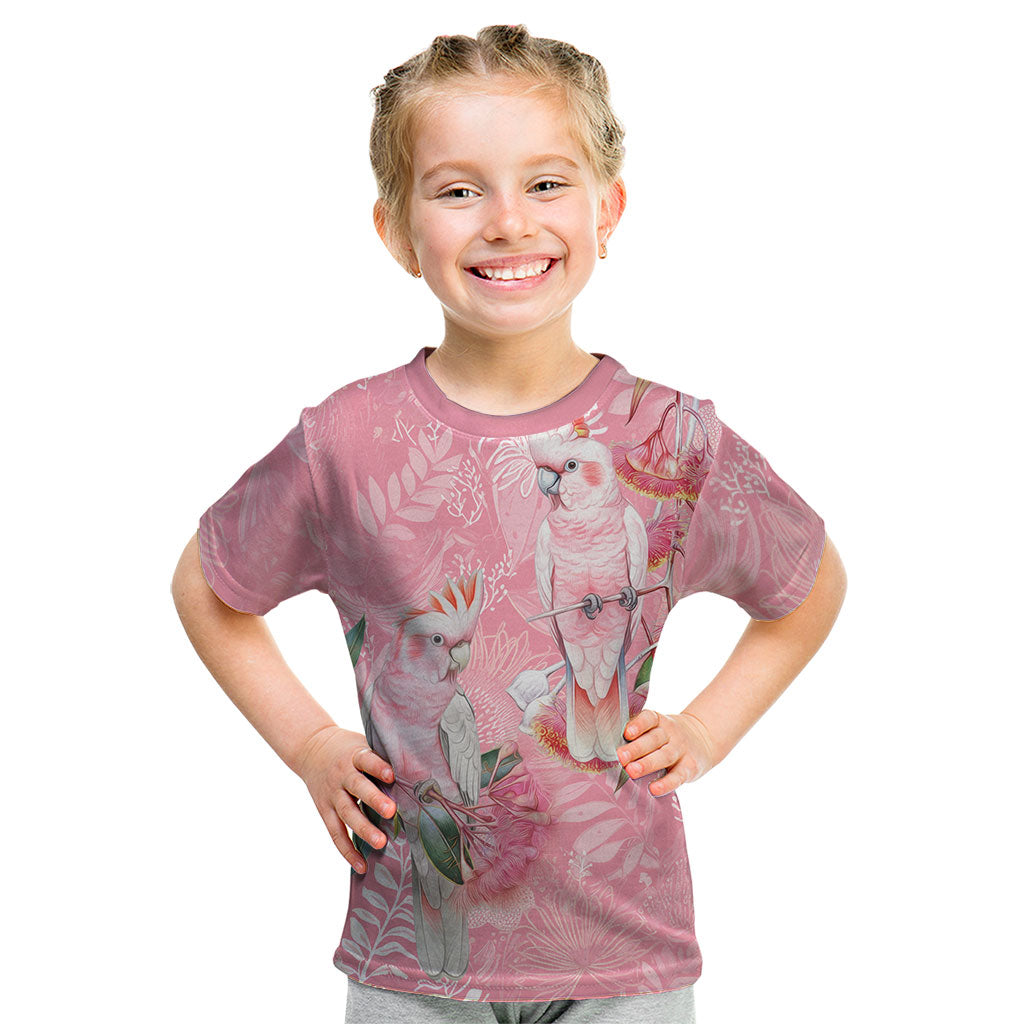 Personalised Galah Cockatoo Eucalyptus Flowers Kid T Shirt Australian Breast Cancer Support Spirit