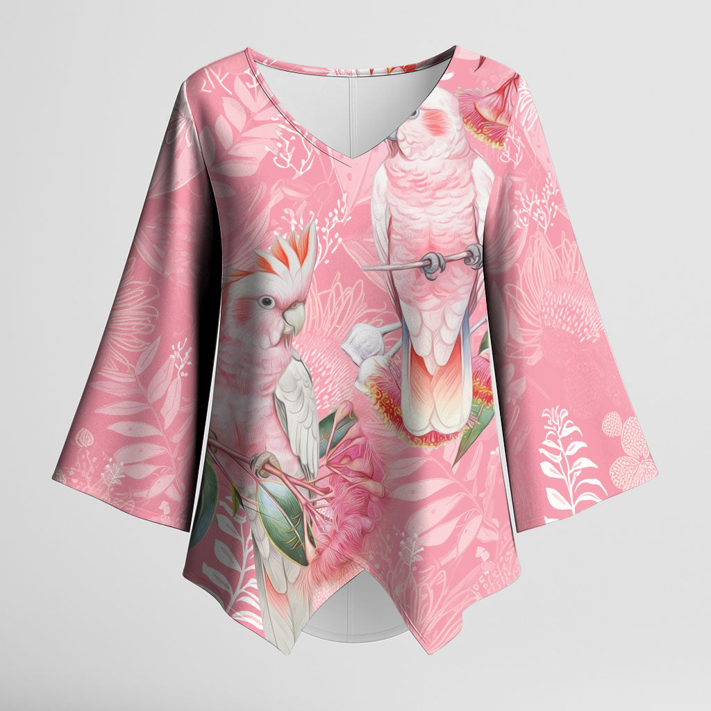 Personalised Galah Cockatoo Eucalyptus Flowers Kimono Sleeve Blouse Australian Breast Cancer Support Spirit