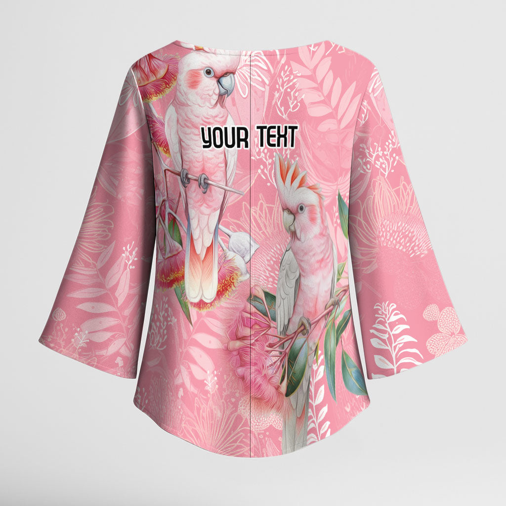 Personalised Galah Cockatoo Eucalyptus Flowers Kimono Sleeve Blouse Australian Breast Cancer Support Spirit