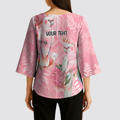 Personalised Galah Cockatoo Eucalyptus Flowers Kimono Sleeve Blouse Australian Breast Cancer Support Spirit
