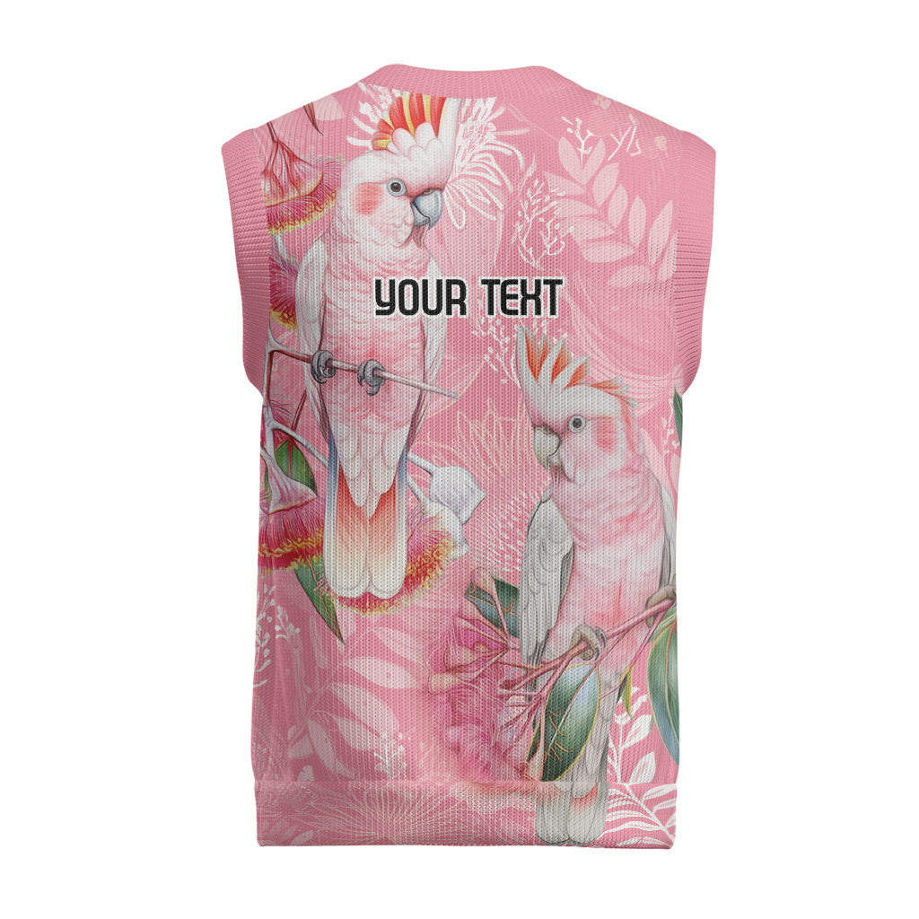 Personalised Galah Cockatoo Eucalyptus Flowers Christmas Knitted V-Neck Vest Australian Breast Cancer Support Spirit