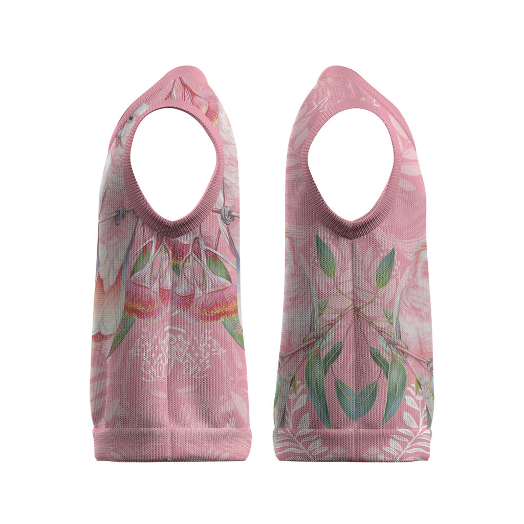 Personalised Galah Cockatoo Eucalyptus Flowers Christmas Knitted V-Neck Vest Australian Breast Cancer Support Spirit