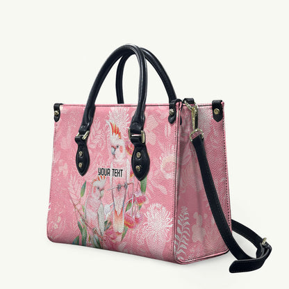 Personalised Galah Cockatoo Eucalyptus Flowers Leather Bag Australian Breast Cancer Support Spirit