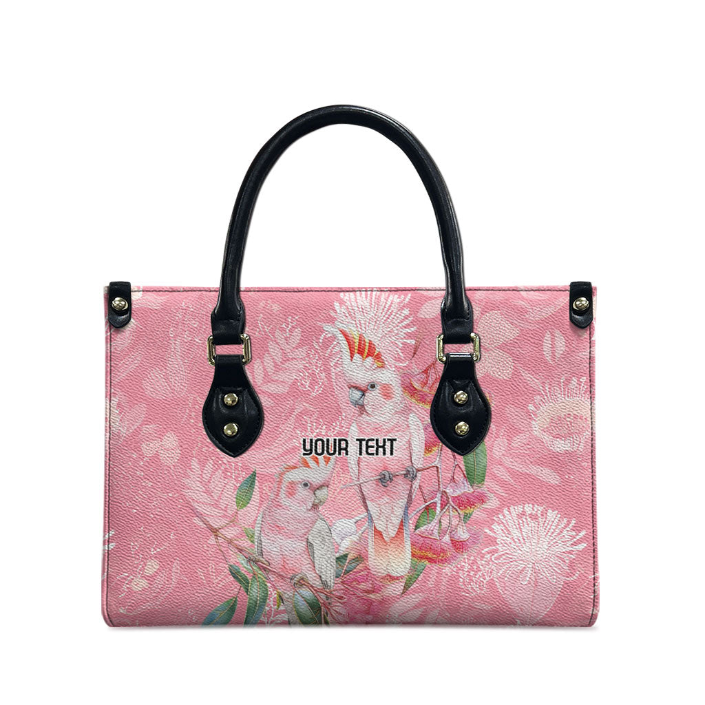 Personalised Galah Cockatoo Eucalyptus Flowers Leather Bag Australian Breast Cancer Support Spirit