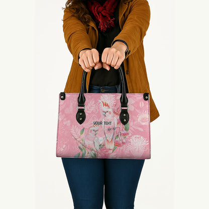 Personalised Galah Cockatoo Eucalyptus Flowers Leather Bag Australian Breast Cancer Support Spirit