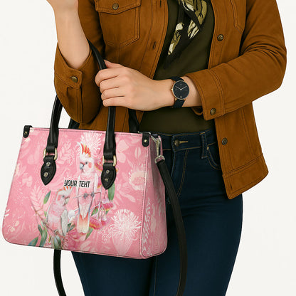 Personalised Galah Cockatoo Eucalyptus Flowers Leather Bag Australian Breast Cancer Support Spirit