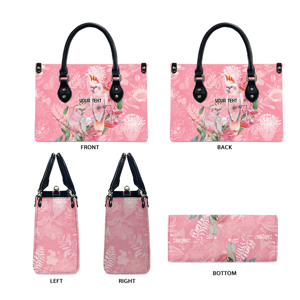 Personalised Galah Cockatoo Eucalyptus Flowers Leather Bag Australian Breast Cancer Support Spirit