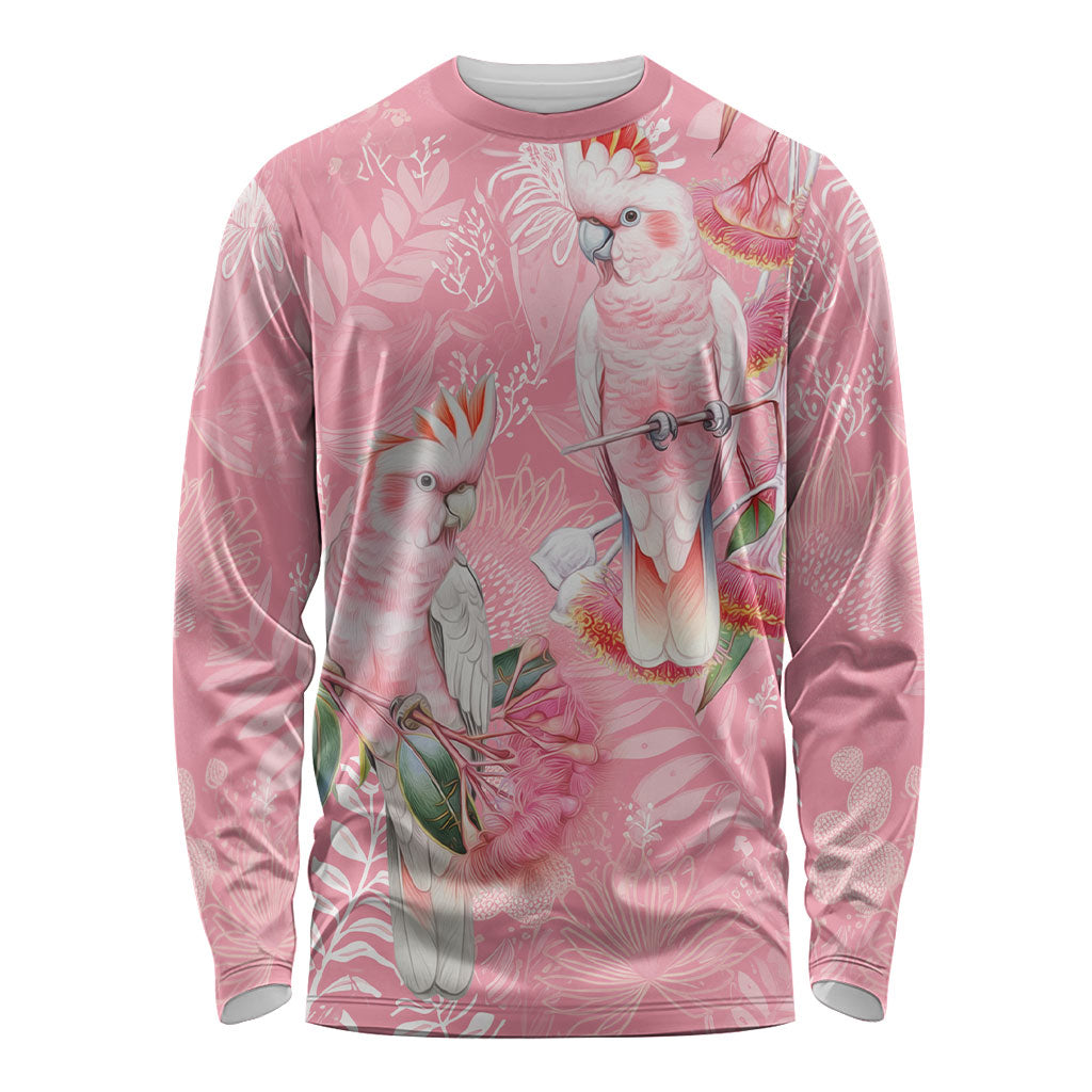 Personalised Galah Cockatoo Eucalyptus Flowers Long Sleeve Shirt Australian Breast Cancer Support Spirit