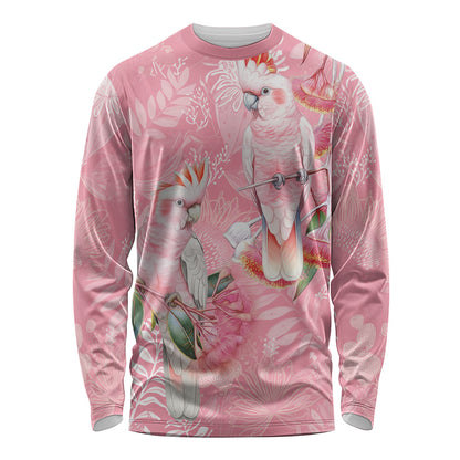 Personalised Galah Cockatoo Eucalyptus Flowers Long Sleeve Shirt Australian Breast Cancer Support Spirit