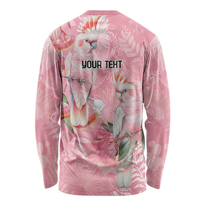 Personalised Galah Cockatoo Eucalyptus Flowers Long Sleeve Shirt Australian Breast Cancer Support Spirit