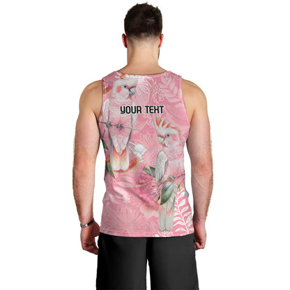 Personalised Galah Cockatoo Eucalyptus Flowers Men Tank Top Australian Breast Cancer Support Spirit