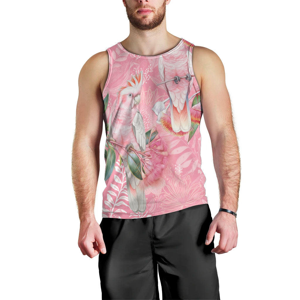 Personalised Galah Cockatoo Eucalyptus Flowers Men Tank Top Australian Breast Cancer Support Spirit