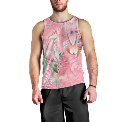Personalised Galah Cockatoo Eucalyptus Flowers Men Tank Top Australian Breast Cancer Support Spirit