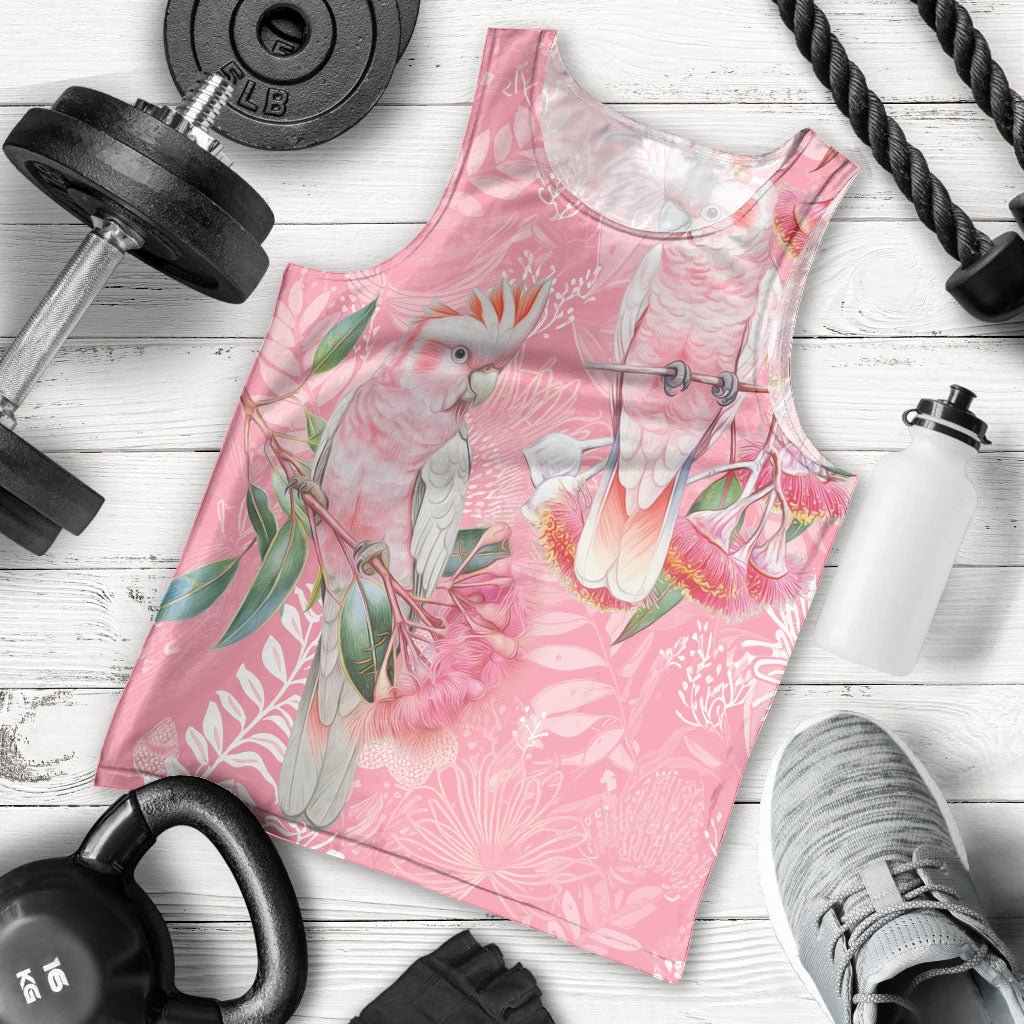 Personalised Galah Cockatoo Eucalyptus Flowers Men Tank Top Australian Breast Cancer Support Spirit