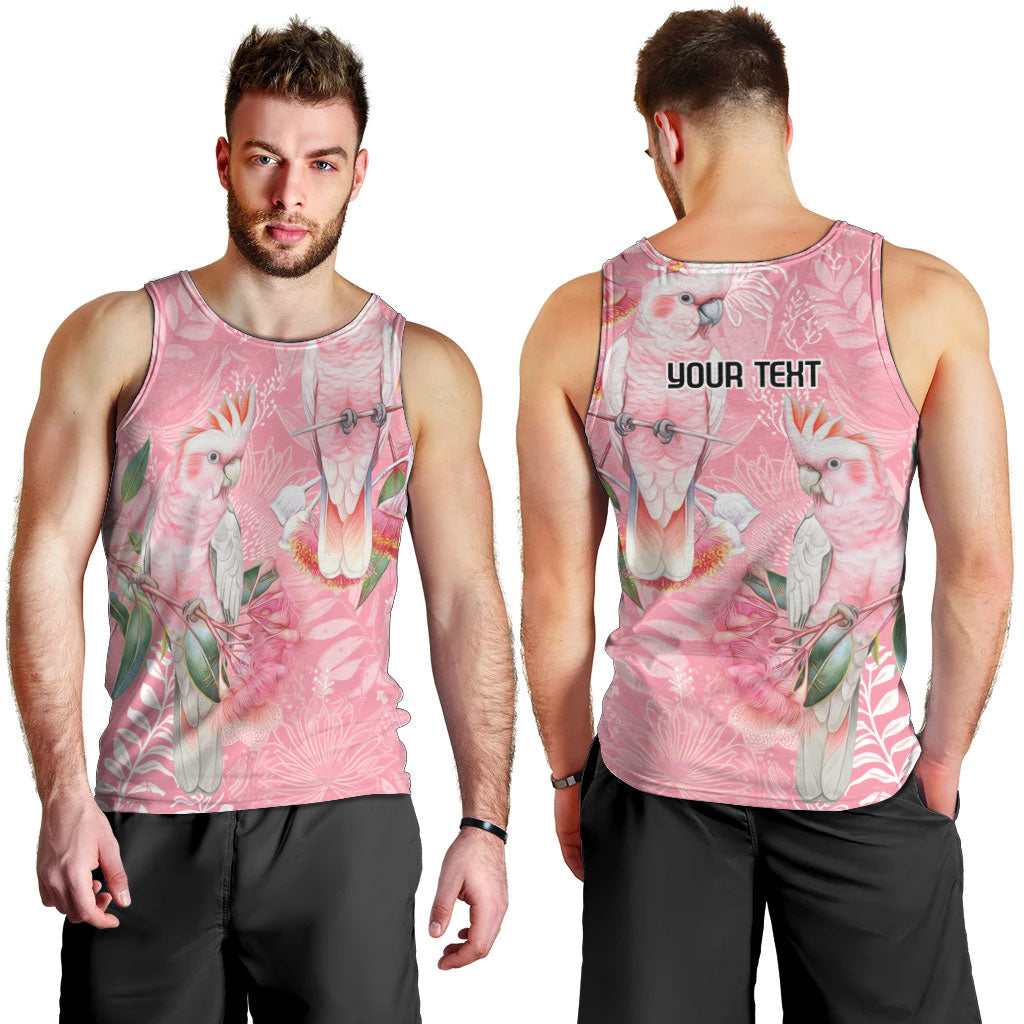 Personalised Galah Cockatoo Eucalyptus Flowers Men Tank Top Australian Breast Cancer Support Spirit