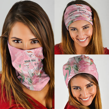 Personalised Galah Cockatoo Eucalyptus Flowers Neck Gaiter Australian Breast Cancer Support Spirit