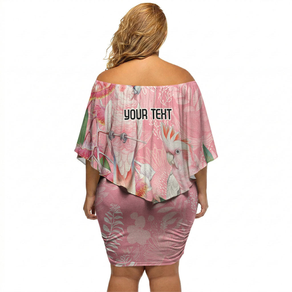 Personalised Galah Cockatoo Eucalyptus Flowers Off Shoulder Short Dress Australian Breast Cancer Support Spirit