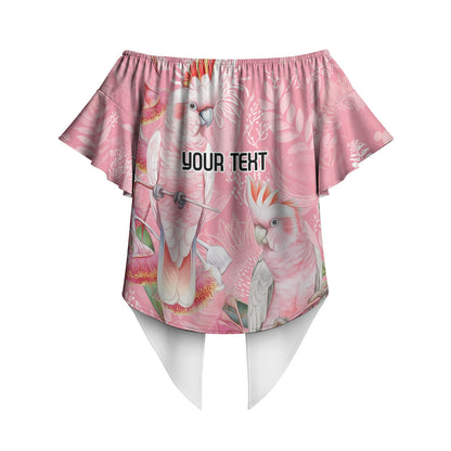 Personalised Galah Cockatoo Eucalyptus Flowers Off Shoulder Wrap Waist Top Australian Breast Cancer Support Spirit