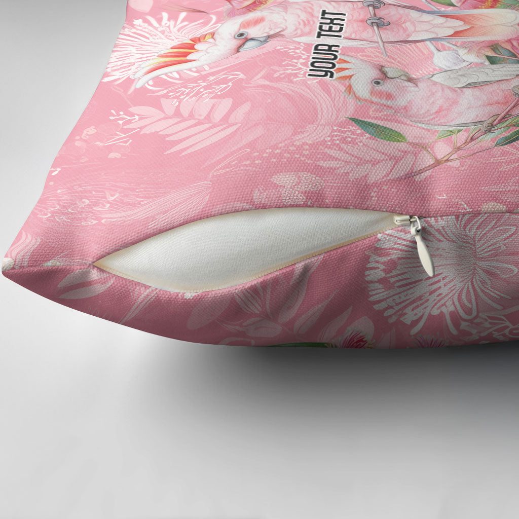 Personalised Galah Cockatoo Eucalyptus Flowers Pillow Cover Australian Breast Cancer Support Spirit