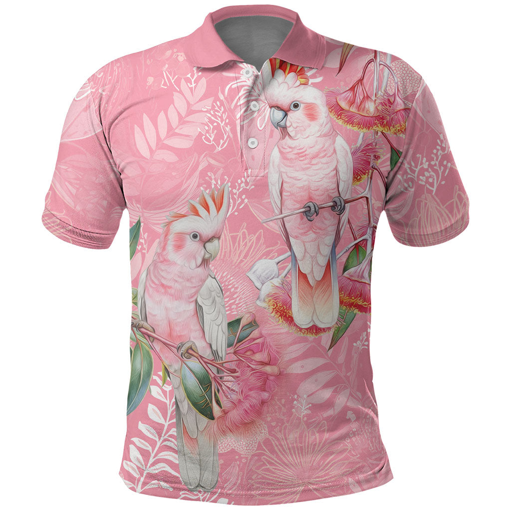 Personalised Galah Cockatoo Eucalyptus Flowers Polo Shirt Australian Breast Cancer Support Spirit