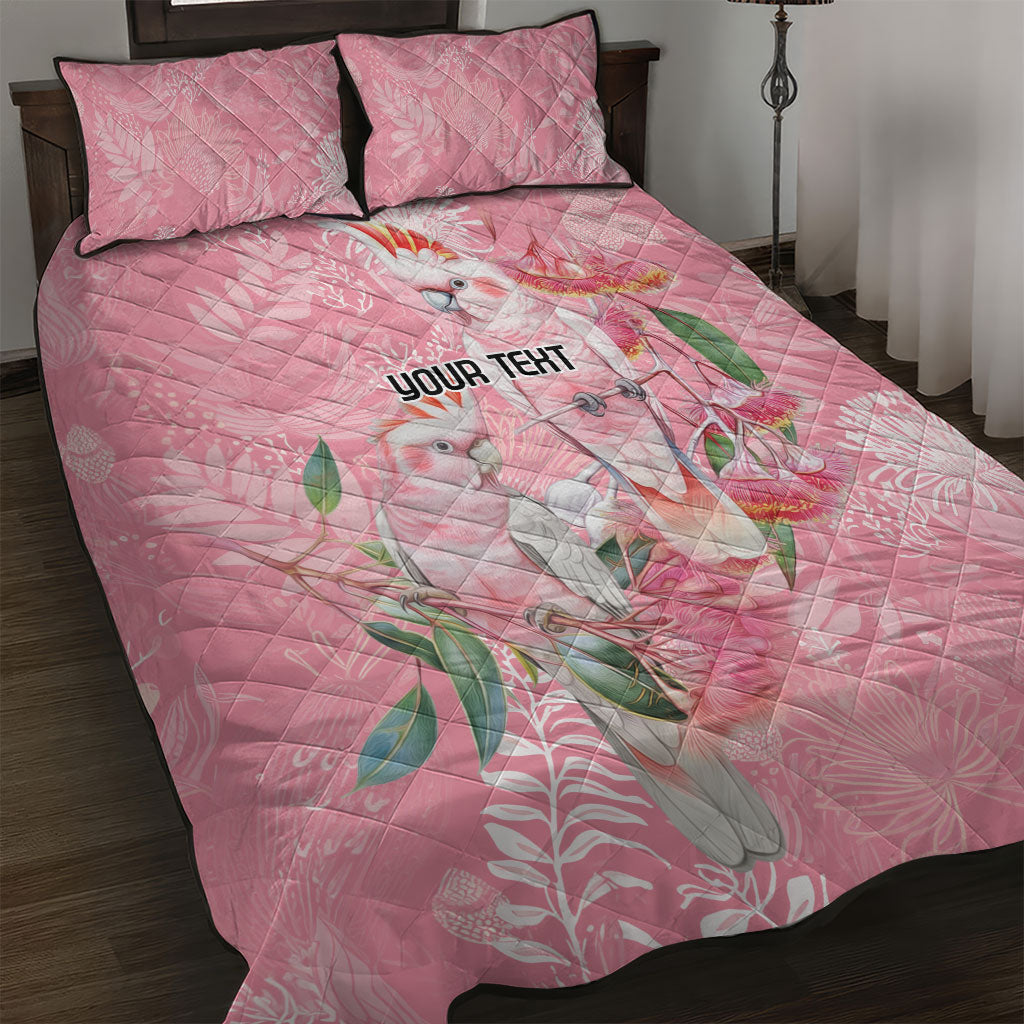 Personalised Galah Cockatoo Eucalyptus Flowers Quilt Bed Set Australian Breast Cancer Support Spirit