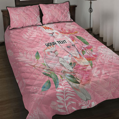 Personalised Galah Cockatoo Eucalyptus Flowers Quilt Bed Set Australian Breast Cancer Support Spirit