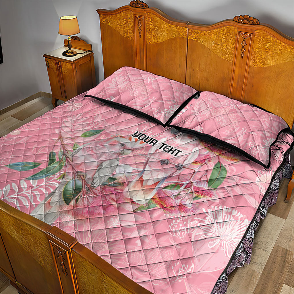 Personalised Galah Cockatoo Eucalyptus Flowers Quilt Bed Set Australian Breast Cancer Support Spirit