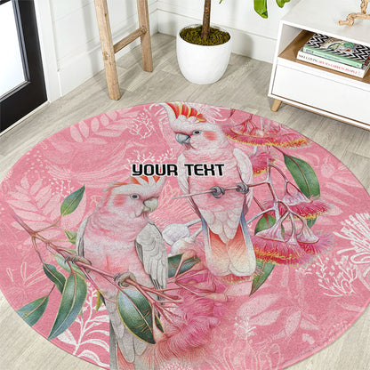 Personalised Galah Cockatoo Eucalyptus Flowers Round Carpet Australian Breast Cancer Support Spirit