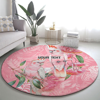 Personalised Galah Cockatoo Eucalyptus Flowers Round Carpet Australian Breast Cancer Support Spirit